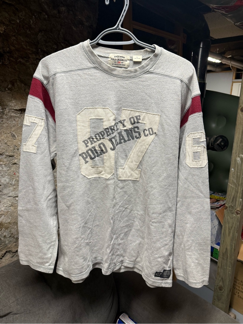 Vintage Polo Jeans Co. by Ralph Lauren - RL-67 Football Jersey Long Sleeve Shirt
